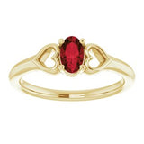 14K Yellow 5x3 mm Oval Garnet Youth Heart Ring-71987:616:P-ST-WBC