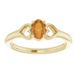 14K Yellow 5x3 mm Oval Citrine Youth Heart Ring-71987:630:P-ST-WBC