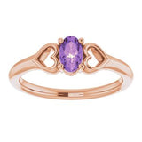 14K Rose 5x3 mm Oval Amethyst Youth Heart Ring-71987:633:P-ST-WBC