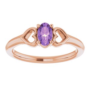 14K Rose 5x3 mm Oval Amethyst Youth Heart Ring-71987:633:P-ST-WBC