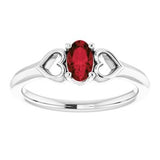 Sterling Silver 5x3 mm Oval Imitation Garnet Youth Heart Ring-71987:680:P-ST-WBC