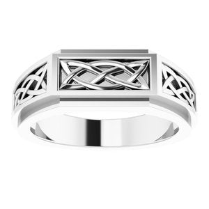 14K White Celtic-Inspired Ring-9847:101:P-ST-WBC