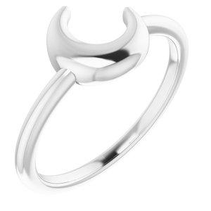 14K White Crescent Moon Ring -51820:101:P-ST-WBC