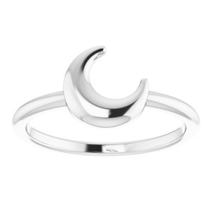 Sterling Silver Crescent Moon Ring -51820:105:P-ST-WBC