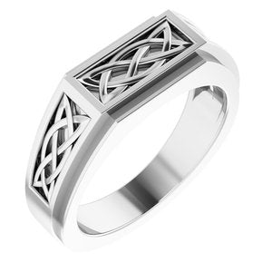 14K White Celtic-Inspired Ring-9847:101:P-ST-WBC