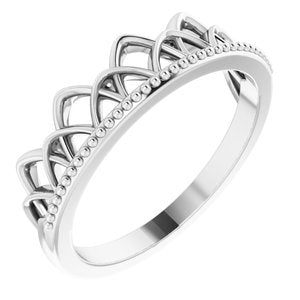 14K White Stackable Crown Ring   -51816:101:P-ST-WBC