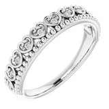 Sterling Silver .05 CTW Diamond Beaded Heart Stackable Ring  -123432:604:P-ST-WBC