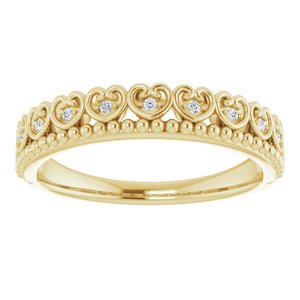 14K Yellow .05 CTW Diamond Beaded Heart Stackable Ring  -123432:601:P-ST-WBC