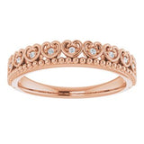 14K Rose .05 CTW Diamond Beaded Heart Stackable Ring  -123432:602:P-ST-WBC