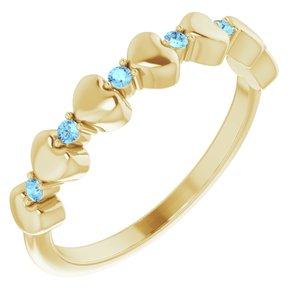 14K Yellow Aquamarine Stackable Heart Ring          -71999:626:P-ST-WBC