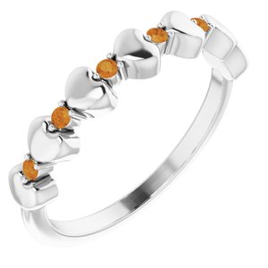 Sterling Silver Citrine Stackable Heart Ring        -71999:654:P-ST-WBC