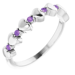 Platinum Amethyst Stackable Heart Ring     -71999:623:P-ST-WBC