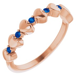 14K Rose Blue Sapphire Stackable Heart Ring-71999:606:P-ST-WBC