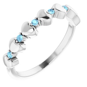 Sterling Silver Aquamarine Stackable Heart Ring          -71999:629:P-ST-WBC