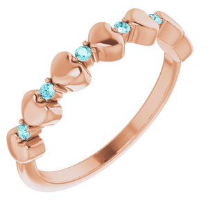 14K Rose Blue Zircon Stackable Heart Ring       -71999:657:P-ST-WBC