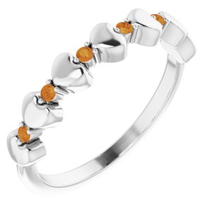 Platinum Citrine Stackable Heart Ring        -71999:653:P-ST-WBC