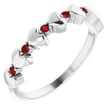 Platinum Mozambique Garnet Stackable Heart Ring         -71999:618:P-ST-WBC