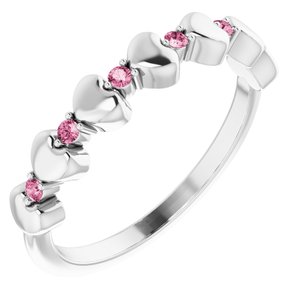 Sterling Silver Pink Tourmaline Stackable Heart Ring           -71999:649:P-ST-WBC