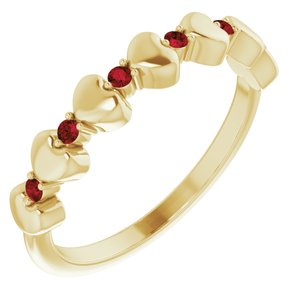 14K Yellow Mozambique Garnet Stackable Heart Ring         -71999:616:P-ST-WBC