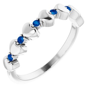 Sterling Silver Blue Sapphire Stackable Heart Ring-71999:613:P-ST-WBC