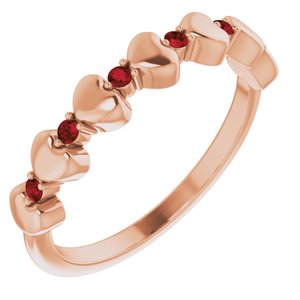 14K Rose Mozambique Garnet Stackable Heart Ring         -71999:617:P-ST-WBC