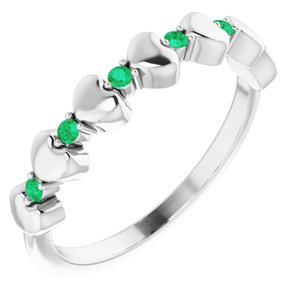 Platinum Emerald Stackable Heart Ring   -71999:610:P-ST-WBC