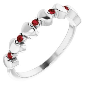 14K White Mozambique Garnet Stackable Heart Ring         -71999:615:P-ST-WBC