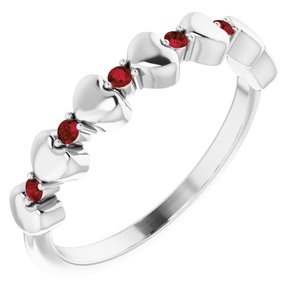 Sterling Silver Mozambique Garnet Stackable Heart Ring         -71999:619:P-ST-WBC