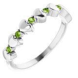 Sterling Silver Peridot Stackable Heart Ring         -71999:644:P-ST-WBC