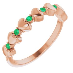 14K Rose Emerald Stackable Heart Ring   -71999:607:P-ST-WBC