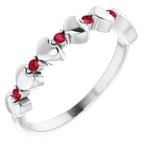 14K White Ruby Stackable Heart Ring   -71999:602:P-ST-WBC