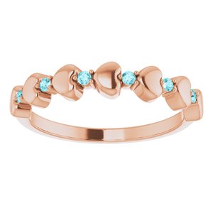 14K Rose Blue Zircon Stackable Heart Ring       -71999:657:P-ST-WBC