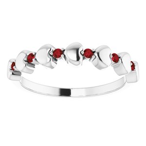 14K White Mozambique Garnet Stackable Heart Ring         -71999:615:P-ST-WBC