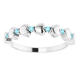 Sterling Silver Blue Zircon Stackable Heart Ring       -71999:659:P-ST-WBC