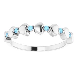 Sterling Silver Aquamarine Stackable Heart Ring          -71999:629:P-ST-WBC