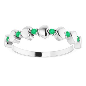 Sterling Silver Emerald Stackable Heart Ring   -71999:612:P-ST-WBC