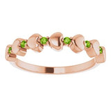 14K Rose Peridot Stackable Heart Ring         -71999:642:P-ST-WBC