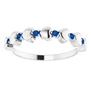 Sterling Silver Blue Sapphire Stackable Heart Ring-71999:613:P-ST-WBC