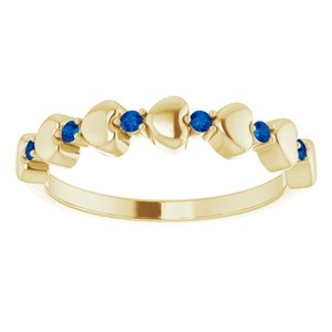 14K Yellow Blue Sapphire Stackable Heart Ring-71999:603:P-ST-WBC