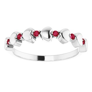 14K White Ruby Stackable Heart Ring   -71999:602:P-ST-WBC