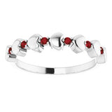 Platinum Mozambique Garnet Stackable Heart Ring         -71999:618:P-ST-WBC