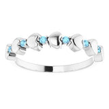 Platinum Aquamarine Stackable Heart Ring          -71999:628:P-ST-WBC