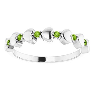 Sterling Silver Peridot Stackable Heart Ring         -71999:644:P-ST-WBC