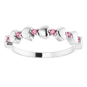 Sterling Silver Pink Tourmaline Stackable Heart Ring           -71999:649:P-ST-WBC