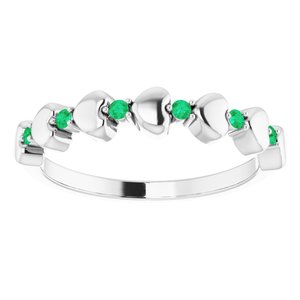 Platinum Emerald Stackable Heart Ring   -71999:610:P-ST-WBC