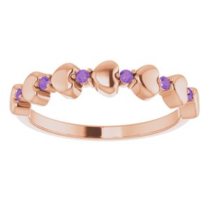 14K Rose Amethyst Stackable Heart Ring     -71999:622:P-ST-WBC