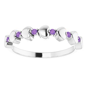 Platinum Amethyst Stackable Heart Ring     -71999:623:P-ST-WBC