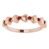 14K Rose Mozambique Garnet Stackable Heart Ring         -71999:617:P-ST-WBC