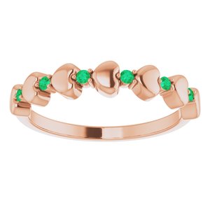 14K Rose Emerald Stackable Heart Ring   -71999:607:P-ST-WBC