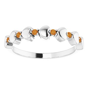 Sterling Silver Citrine Stackable Heart Ring        -71999:654:P-ST-WBC